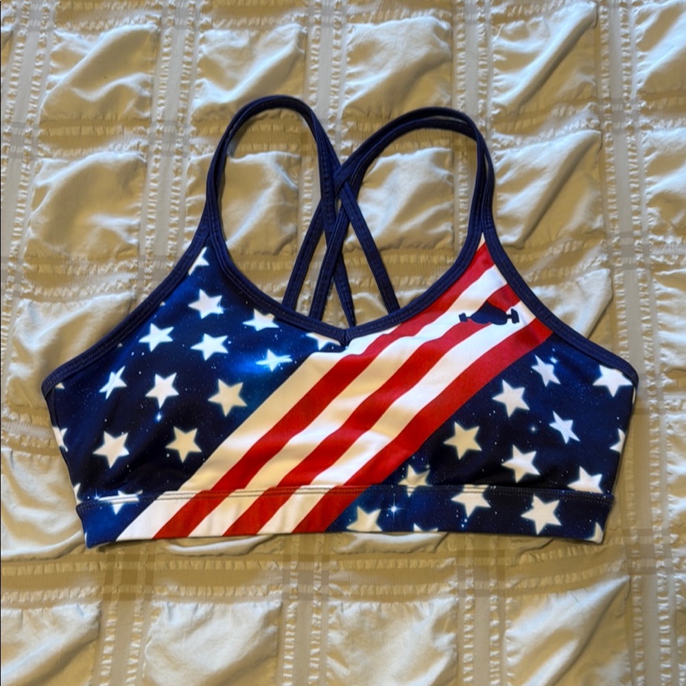 WODBOTTOM CrossFit Work Out Sport Bra STARS & STRIPES FLAG